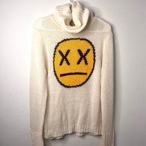WILDFOX White Label XX Face Nevermind :| Turtleneck Knit Sweater Sz S